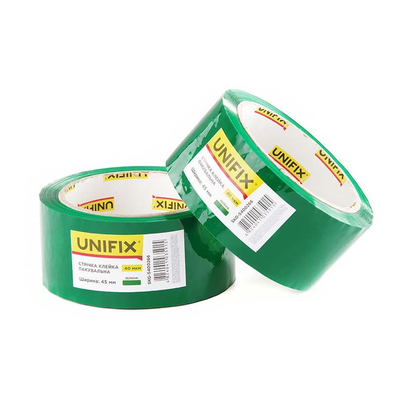 Фото Стрічка клейка пакувальна зелена 45мм*200м SKG-5400266 UNIFIX