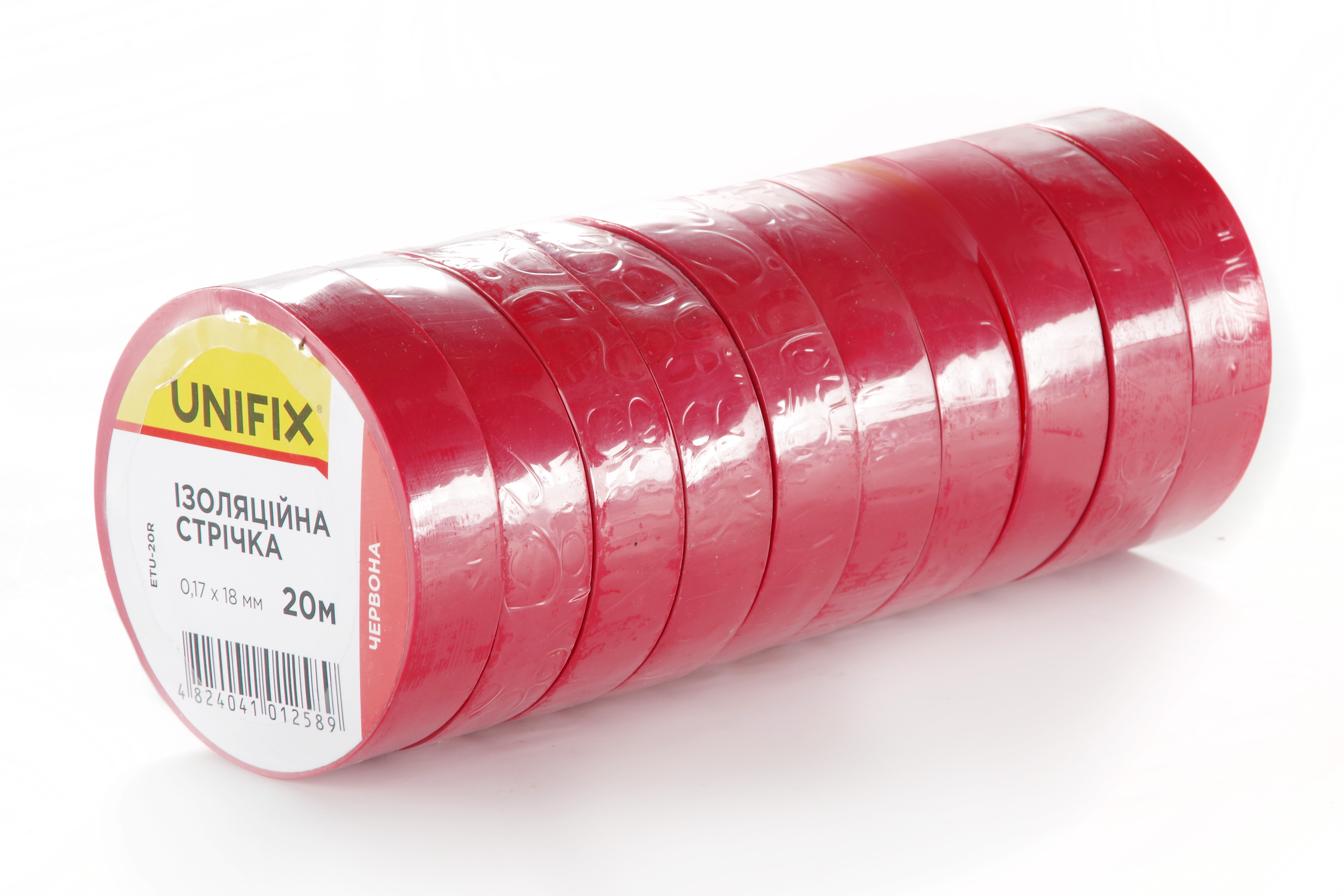 Фото Изоляционная лента красная 0.17х18мм 25м (пачка, кратно 10шт) UNIFIX