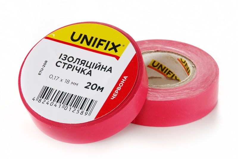 Фото Ізоляцiйна стрiчка червона 0.17х18мм 20м (пачка, кратно 10шт) UNIFIX