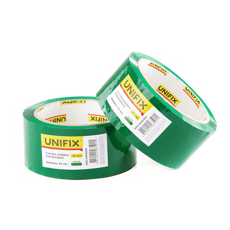Стрічка клейка пакувальна зелена 45мм 200 SKG-5400266 UNIFIX