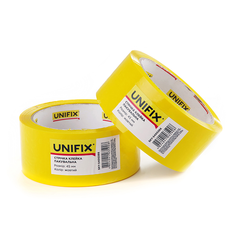 Фото Стрічка клейка пакувальна жовта 45мм*200м SKW-5400266 UNIFIX