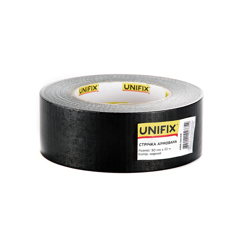 Фото Лента клейкая армированная черная 50мм*50м UNIFIX