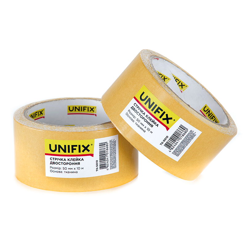 Фото Лента клейкая двухсторонняя на тканевой основе 50мм*25м UNIFIX