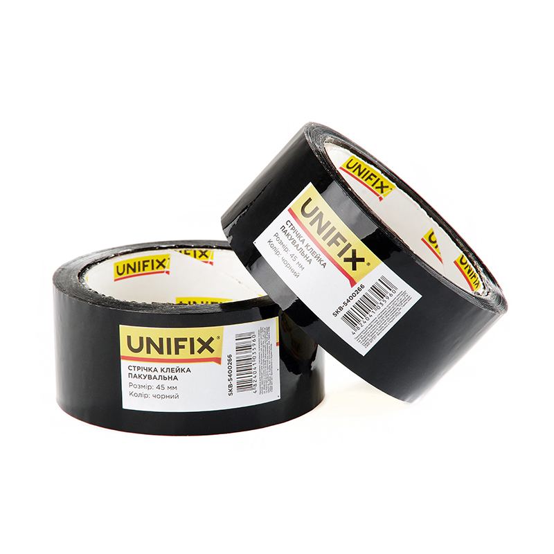 Фото Стрічка клейка пакувальна чорна 45мм*200м SKB-5400266 UNIFIX