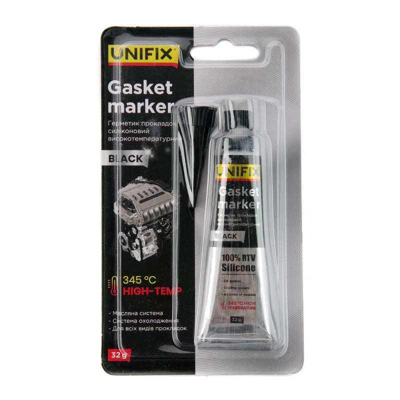 Герметик прокладок силіконовий високотемпературний чорний 32г UNIFIX