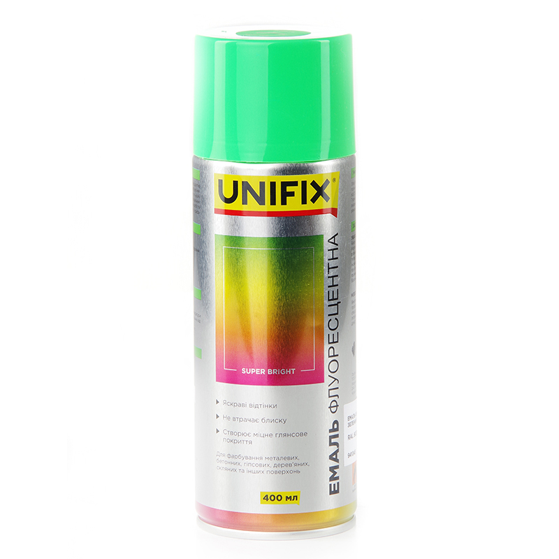Емаль акрилова флуоресцентна RAL 6038 Зелений 400мл UNIFIX