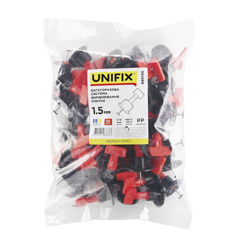 Фото Многоразовая система выравнивания плитки 1,5мм (пач. 50шт.) UNIFIX