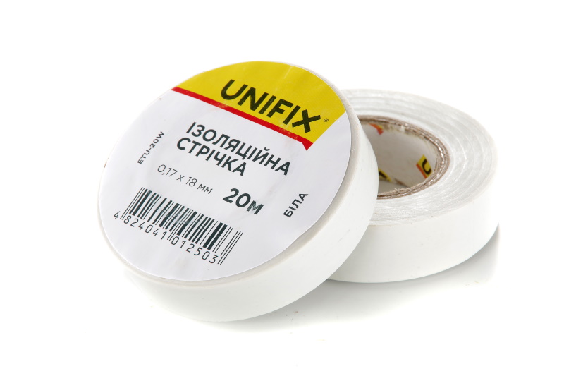 Фото Ізоляцiйна стрiчка бiла 0.17х18мм 20м (пачка, кратно 10шт) UNIFIX
