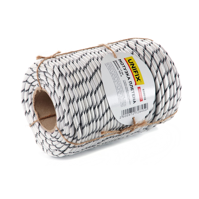 Мотузка плетена лодочна 7мм, 100м UNIFIX