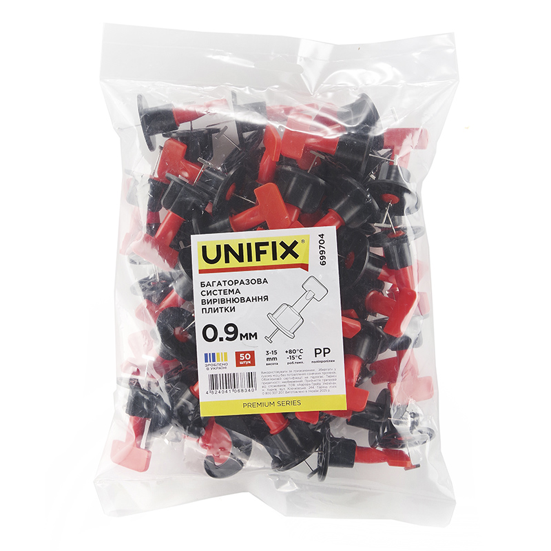 Фото Многоразовая система выравнивания плитки 0,9мм (пач. 50шт.) UNIFIX