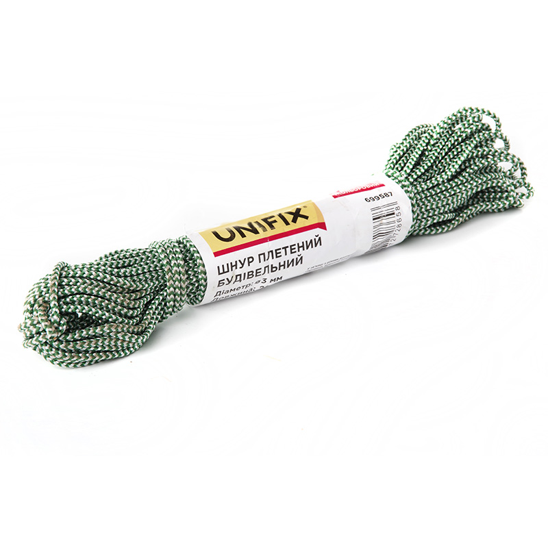 Шнур плетений будівельний кольоровий 2мм 100м UNIFIX