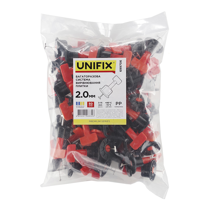 Фото Багаторазова система вирівнювання плитки 2,0мм (пач. 50шт.) UNIFIX