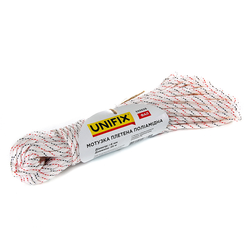 Мотузка плетена поліамідна (капронова) ФАЛ 6мм 25м UNIFIX