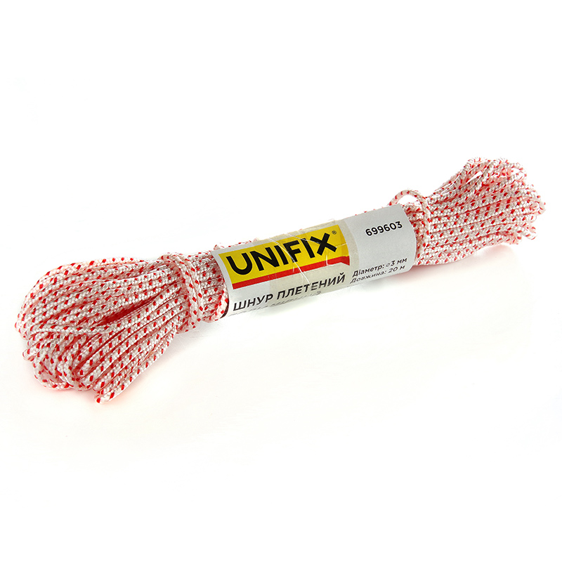 Фото Шнур плетений поліамідний (капроновий) 3мм 20м UNIFIX