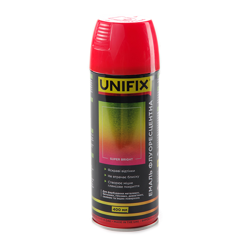 Емаль акрилова флуоресцентна Червоний 400мл UNIFIX