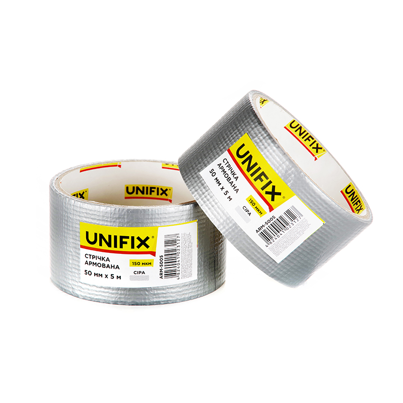 Стрічка клейка армована сіра 50мм*5м UNIFIX