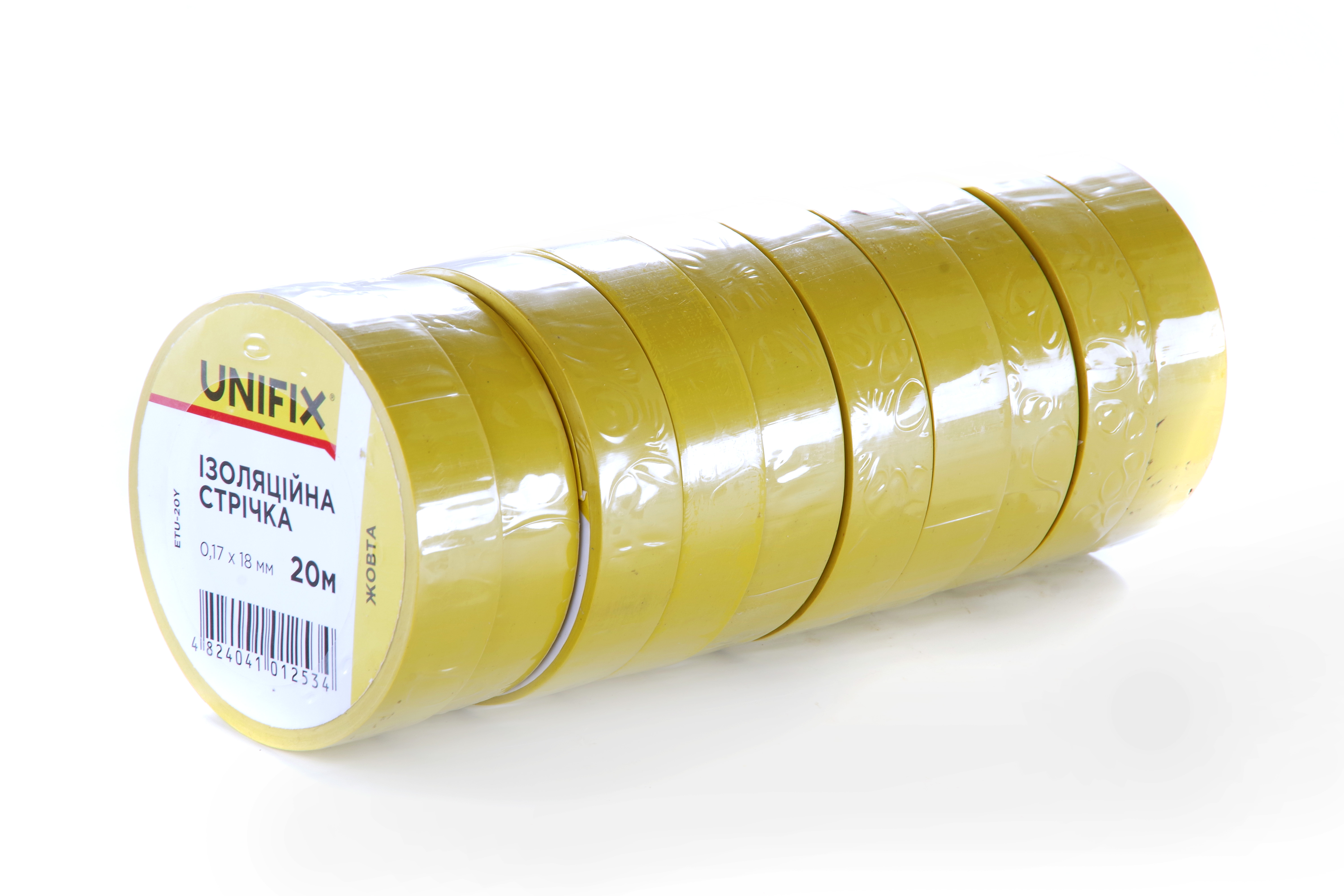 Фото Ізоляційна стрiчка жовта 0.17х18мм 25м (пачка, кратно 10шт) UNIFIX