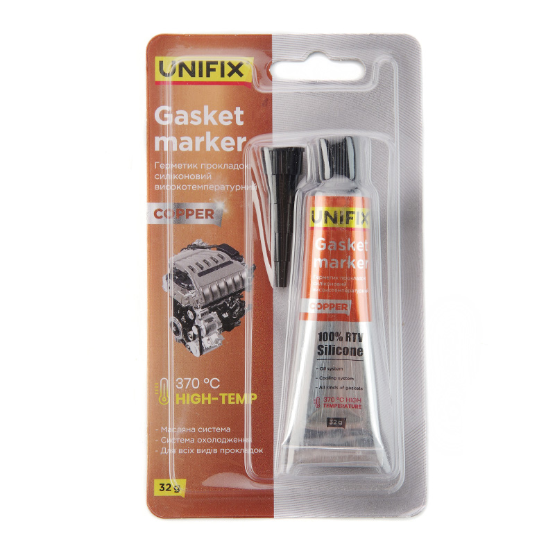 Герметик прокладок силіконовий високотемпературний мідний 32г UNIFIX